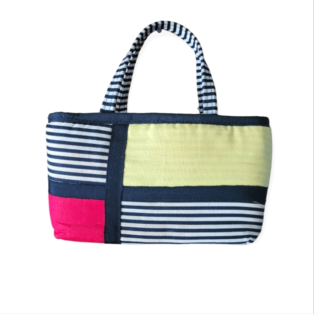 Vintage 60s Mod Colorblock Italy Boxy Mini Cotton Tote